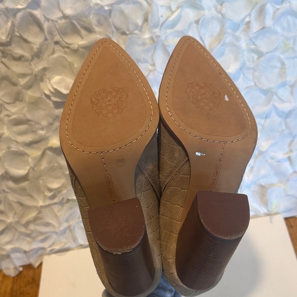 Vince Camuto Taupe Croc-Embossed Suede Pointed Slip-On Booties - Picture 6 of 6